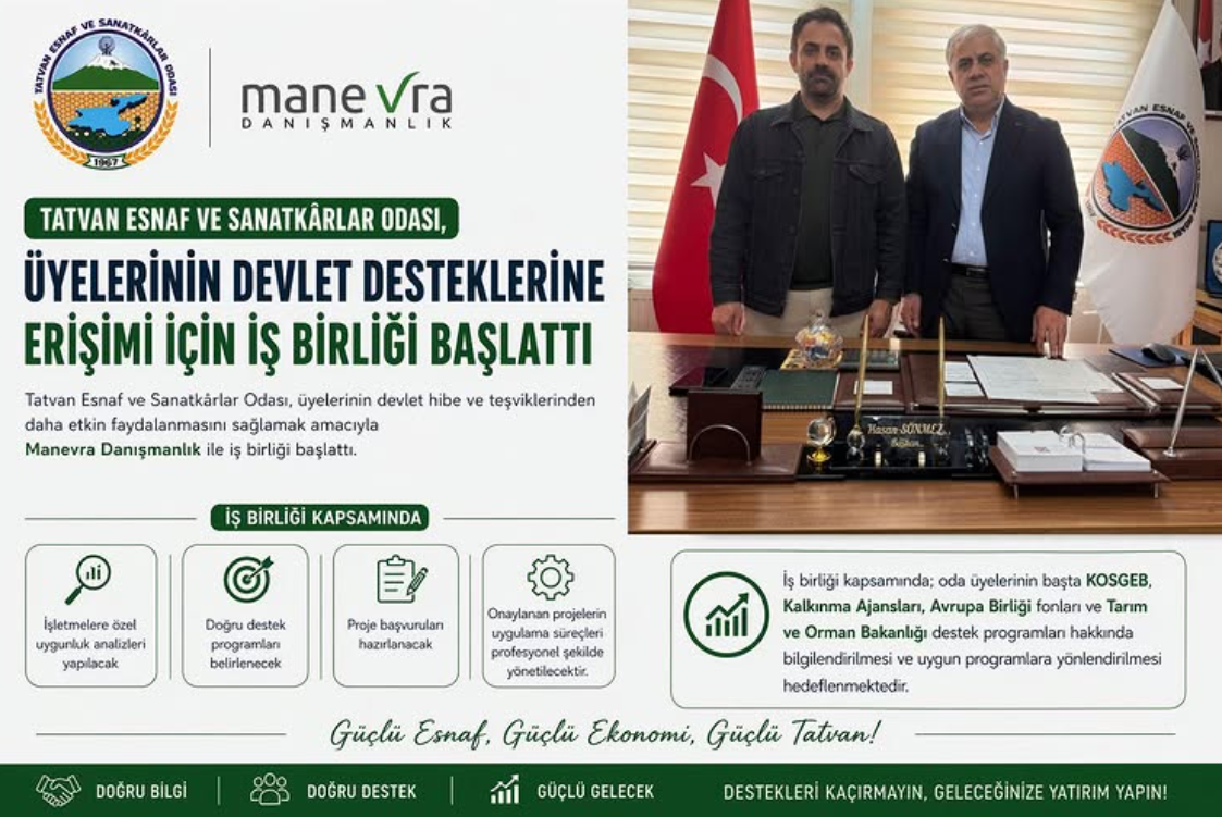 Tatvan Esnaf ve Sanatkârlar Odası, üyelerinin devlet desteklerine erişimi için iş birliği başlattı